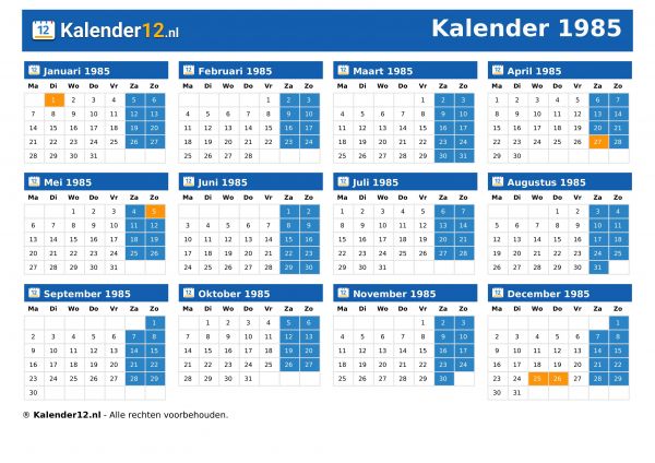 Kalender 1985