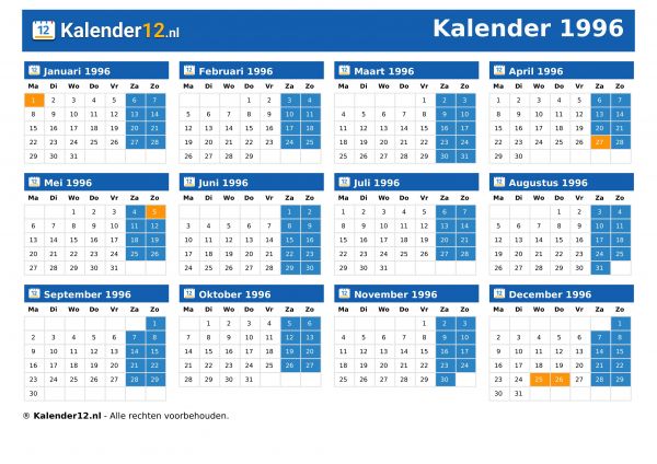 Kalender 1996