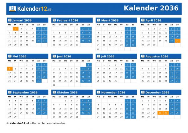 Kalender 2036