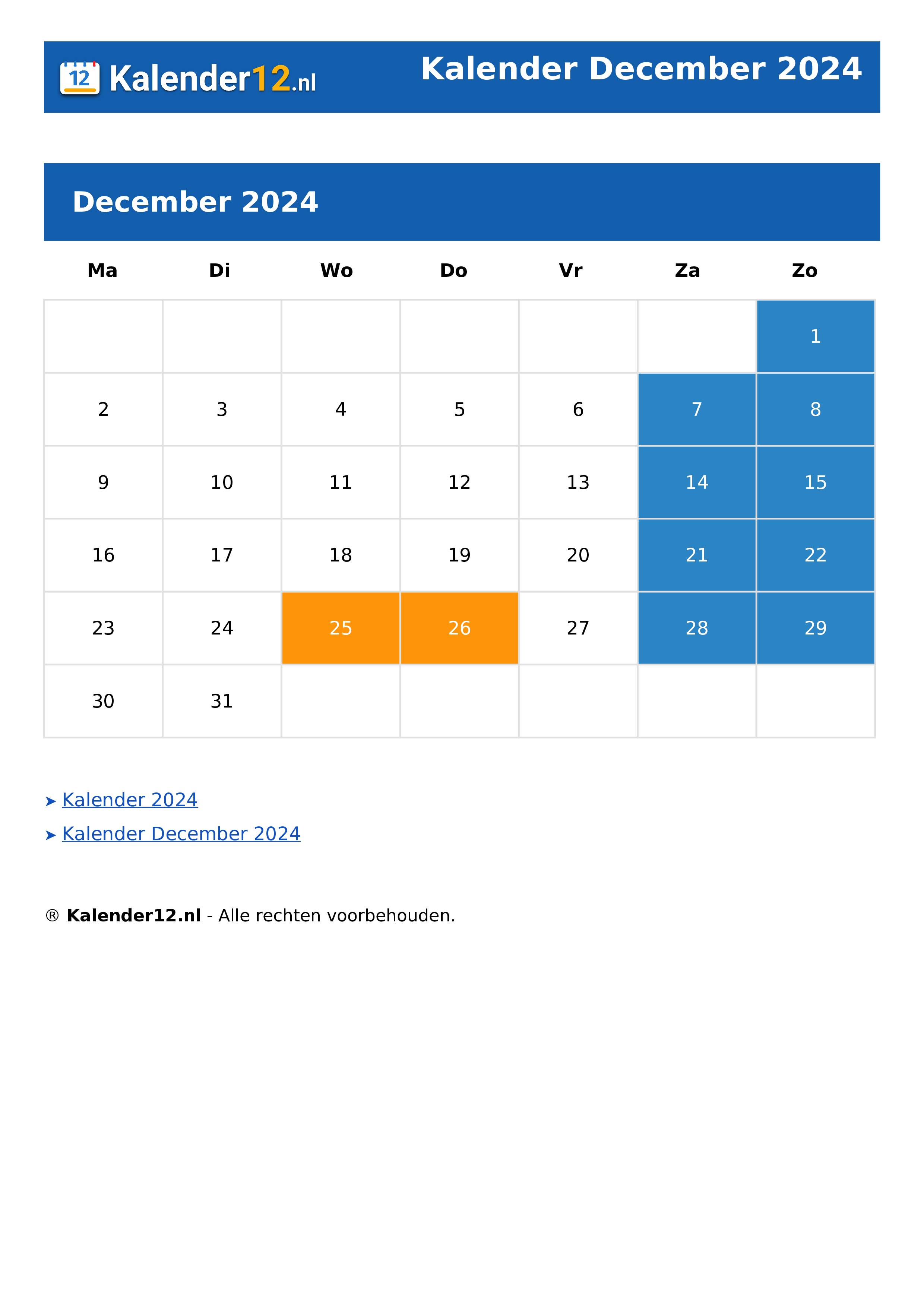 Kalender December 2024